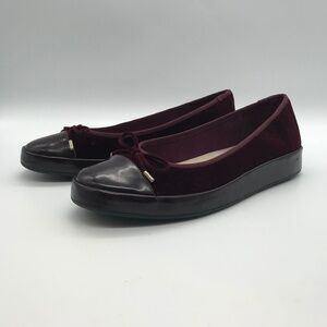 Isaac Mizrahi Live! Rakel2 Women's 8.5M Shoe Wine Velvet Patent  Slip On Flat